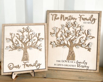 Customizable Family Tree Laser Cut Digital File | Easel File Included | Perfect Gift for Anniversary, Mother&#39;s Day, Grandparents | Glowforge
