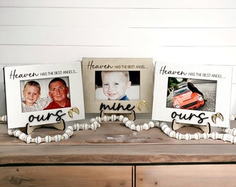 Beautiful "Heaven Has the Best Angel / Angels... Ours / Mine" Picture Frame and Easel Memorial Laser Cut File | Grief | Loss | Glowforge