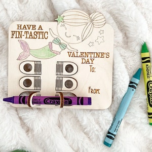 Cute Mermaid, Unicorn, and Butterfly Crayon Holder Valentine Cards ...
