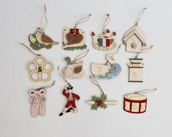 12 Days of Christmas Ornament Set With Box Laser Cut File (Digital Download)