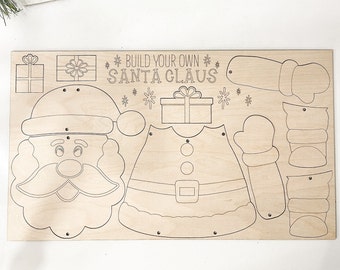 Build Your Own Santa Claus Laser Cut Digital File | Cute Santa Claus Craft | Cute Kid Christmas Activity | Santa Door Hanger | Glowforge