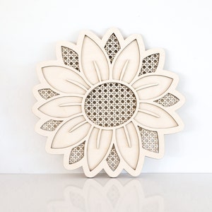 Laser Cut Digital File | Rattan Sunflower SVG | Boho Sunflower | Rattan Flower | Sunflower Decor | Boho Nursery Sign | Glowforge