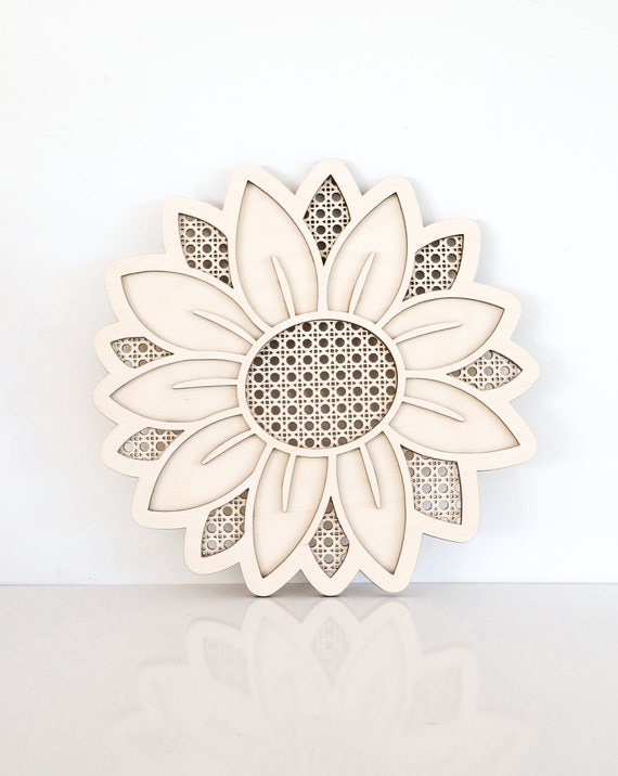 Laser Cut Digital File | Rattan Sunflower SVG | Boho Sunflower | Rattan Flower | Sunflower Decor | Boho Nursery Sign | Glowforge