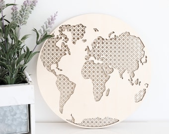 Laser Cut File | Rattan Map | Rattan World Map | Adventure Map | Boho Map | Rattan World | Boho World | Globe | Glowforge