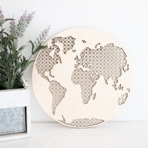 Laser Cut File | Rattan Map | Rattan World Map | Adventure Map | Boho Map | Rattan World | Boho World | Globe | Glowforge