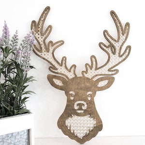 Laser Cut File | Deer Wall Art | Rattan Deer | Hunting Decor | Boho Deer | Farmhouse Deer | Boho Deer | Boho Animal Nursery | Deer Nursery