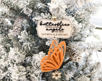 Custom Butterfly Memorial Ornament Laser Cut File | Butterfly Angel Charm | Memorial Gift | Butterfly Christmas Gift | Grief | Loss | Memory