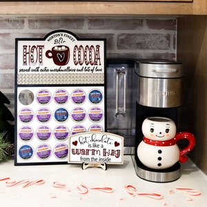 Cute Customizable Hot Cocoa / Chocolate Keurig Pod Stands and Sign Laser Cut Digital Files | Boho Hot Cocoa Bar | K-Cup Storage | Glowforge