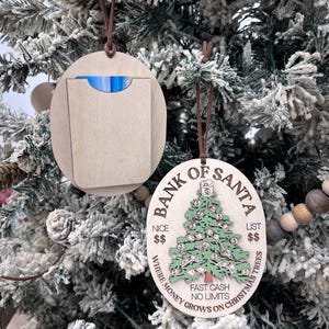 Drôle de banque de papa, père Noël, pôle Nord, maman, papa, grand-mère, grand-père titulaire de la carte-cadeau fichier découpé au laser | Argent | Idée cadeau de Noël amusante