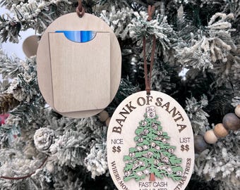 Funny Bank of Dad, Santa, North Pole, Mom, Dad, Grandma, Grandpa Gift Card Holder Laser Cut File | Money | Funny Christmas Gift Idea