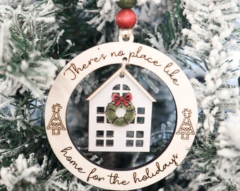 Cute Home for the Holidays Ornament Laser Cut File | First Home Ornament | New Home Christmas | Our Home Ornament SVG | Glowforge
