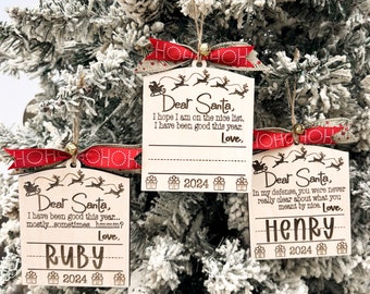 Cute Customizable Dear Santa Child&#39;s Handwriting Keepsake Christmas Ornament Laser Cut Digital File | 2025 Update | Sign Your Name | Yearly
