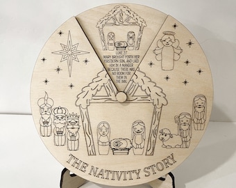 Fun Nativity Christmas Story Wheel Activity Laser Cut Digital File | Versatile Nativity Craft | Cute Christmas Activity | Glowforge