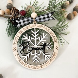 Customizable Memorial We Send This Snowflake with a Hug and a Kiss Angel in Heaven Christmas Ornament Laser Digital File | Glowforge