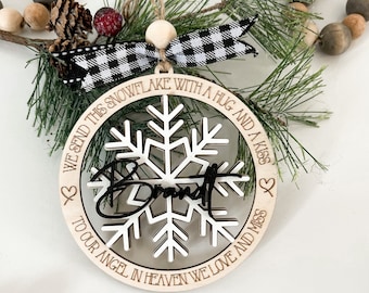 Baby Boy Memorial Feather Snowflakes Photo Custom Christmas Tree Decoration | UK