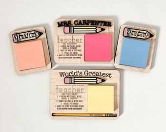 Customizable World's Greatest Teacher Definition Sticky Note Holder Laser Cut Digital File | 3 Different Designs | Teacher Gift | Glowforge