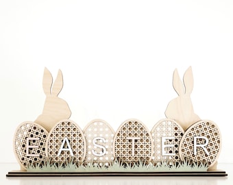 Rattan Easter Egg Sign Laser Cut File | Boho Decor (SVG)