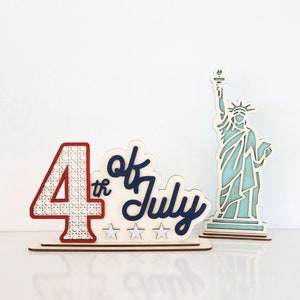 Laser Cut Digital File | Rattan 4th of July SVG and Layered Statue of Liberty Free Standing Mantel Decor | Independence Day | Memorial Day