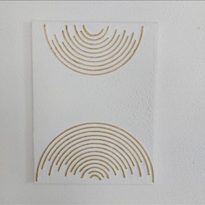 Arte su tela con texture | minimalista | Dimensioni: 30 x 40 cm | Pasta di texture immagine in oro | arte murale strutturata