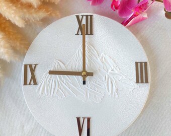 Handmade Wall Clock Mountains 26 cm Acrylic Glass Home Decor
