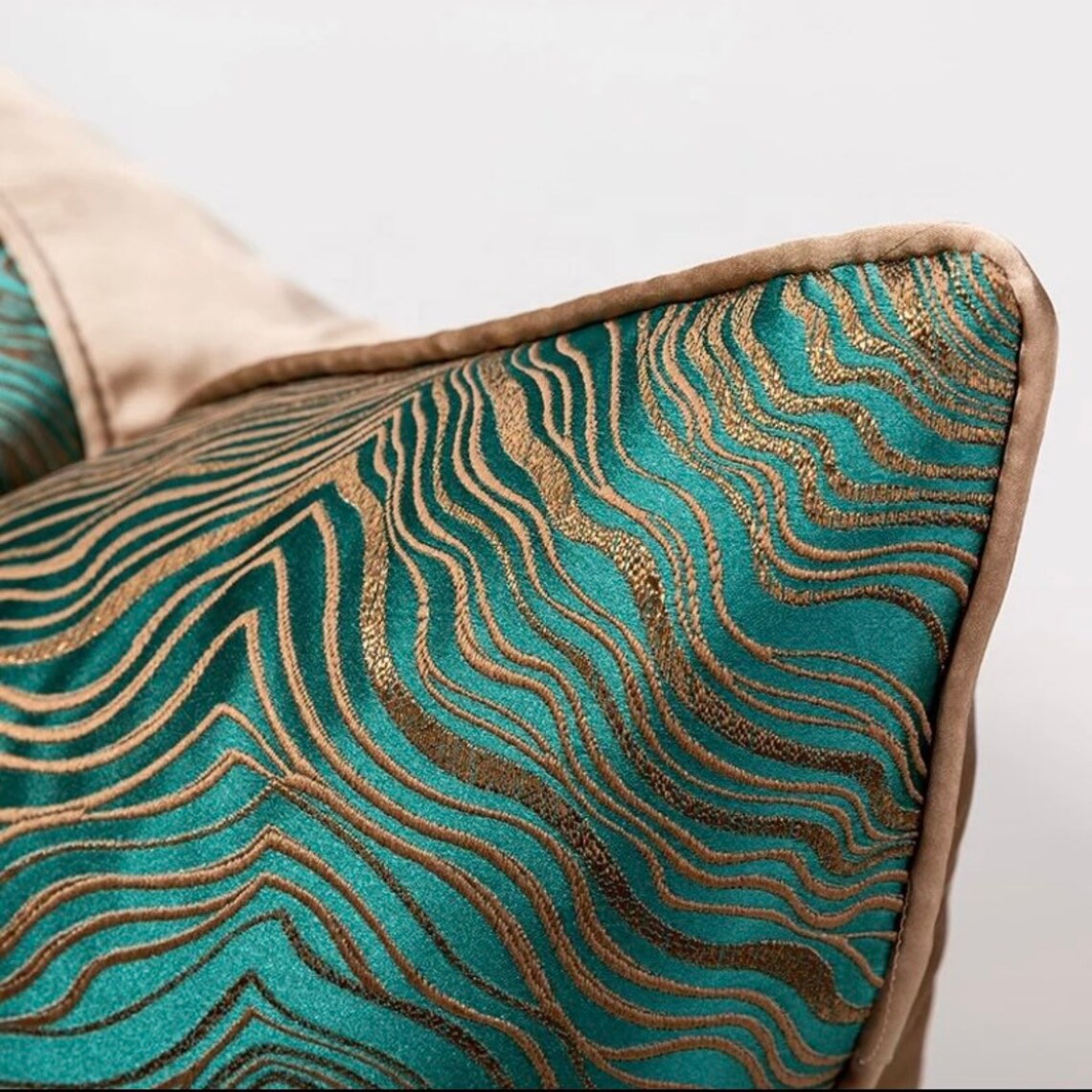 Luxury Emerald and Gold pattern Cushion with Feather Insert Etsy