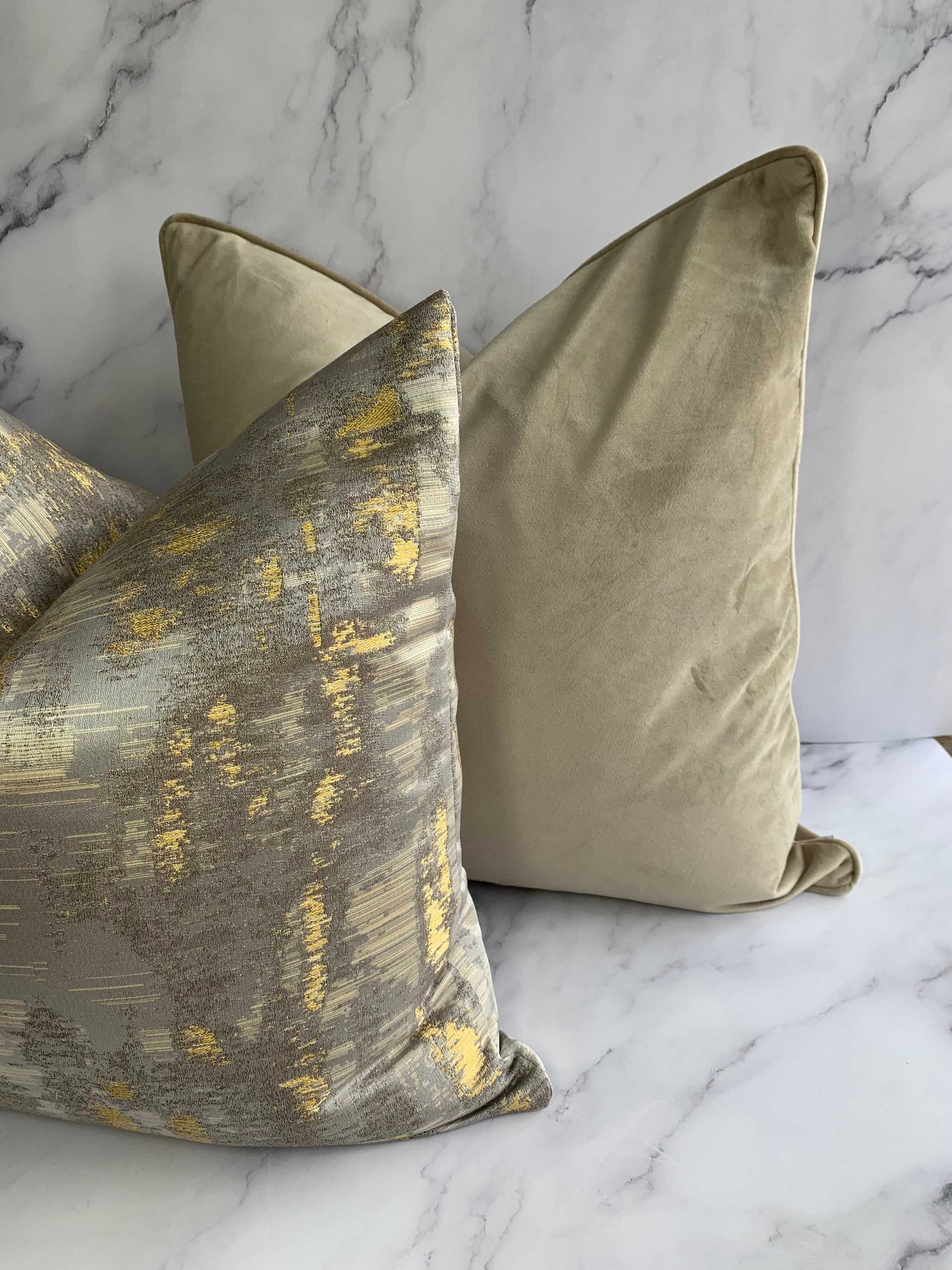 Luxury Grey and Gold Cushion & Feather Insert Etsy