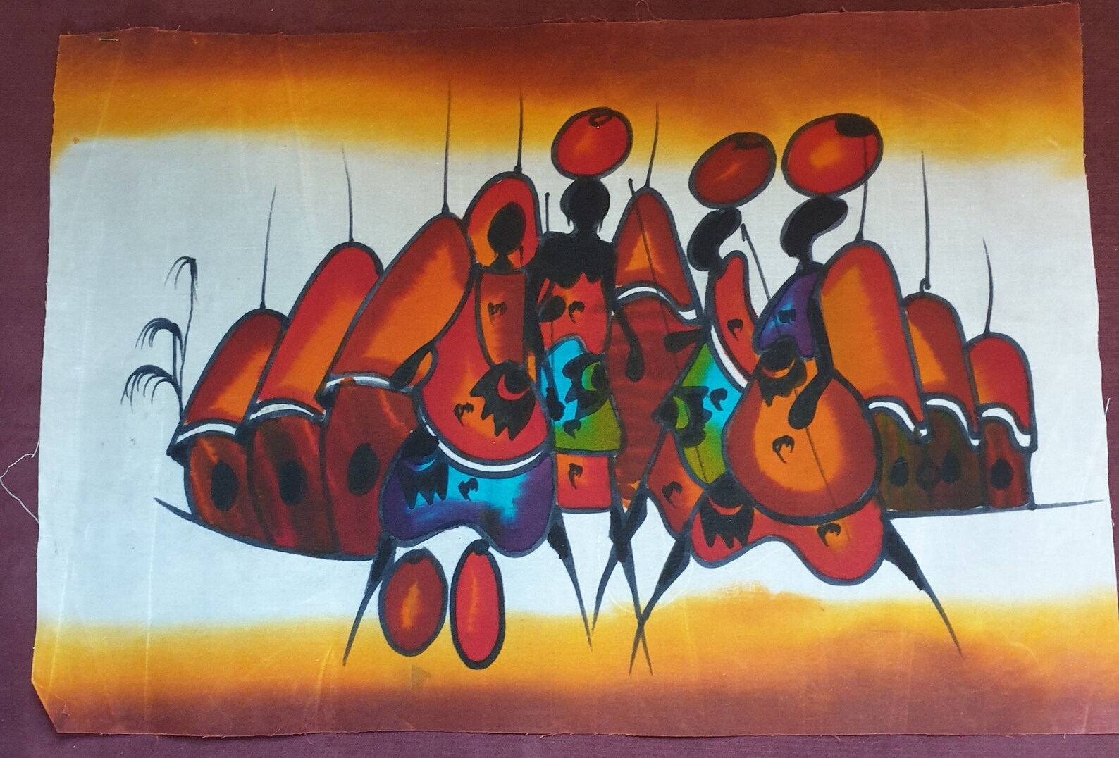 Kenyan batik / Massai village / Wall hanging / African deco / Etsy