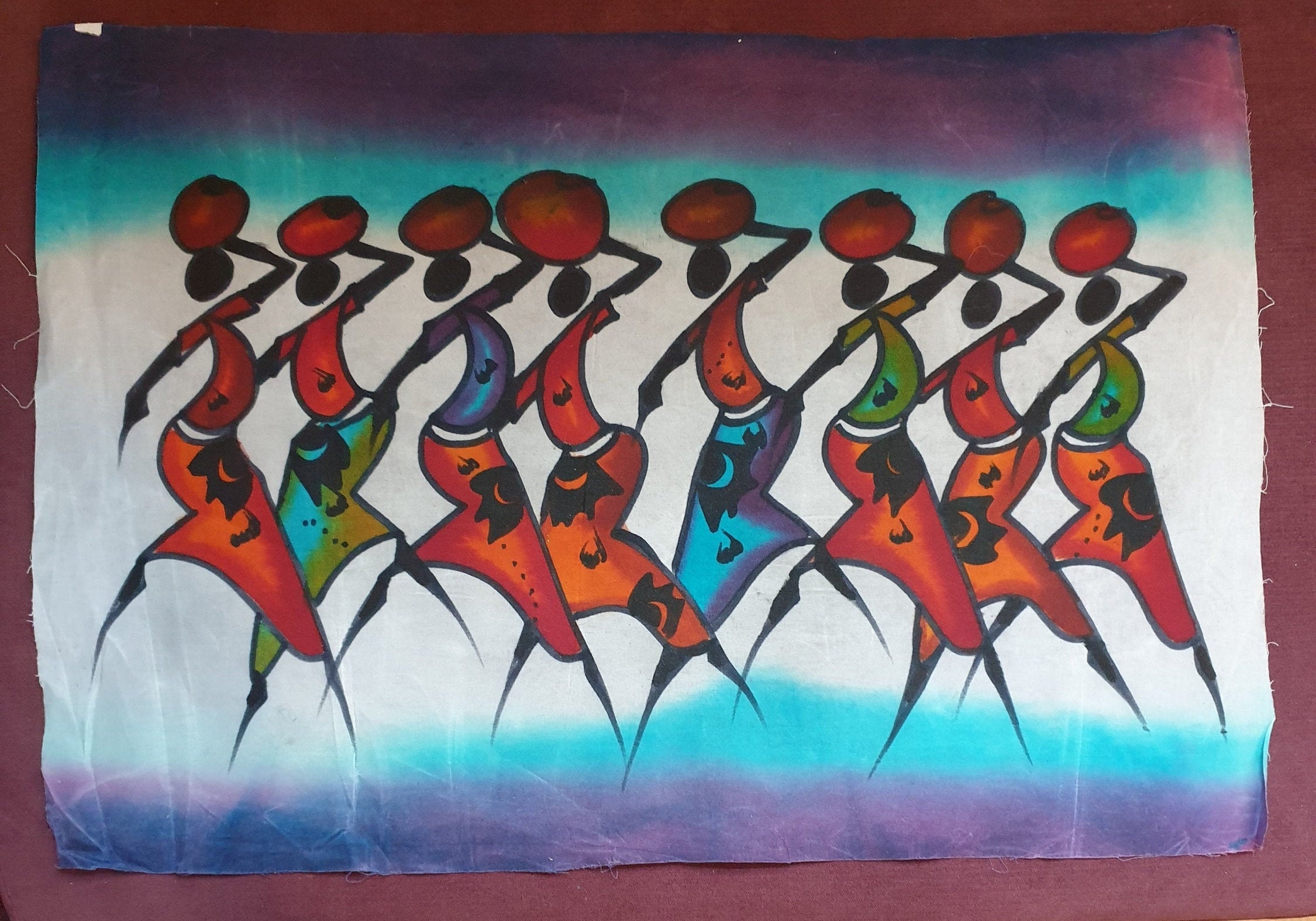 Kenyan batik / Massai village / Wall hanging / African deco / Etsy