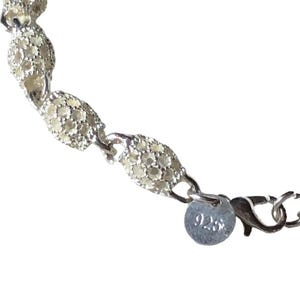 925 sterling silver bracelet, honeycomb bead bracelet, textured beaded chain, stacking minimalist, lobster clasp, gift for her