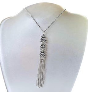 Vintage Kristall Y-Kette: Strass-Quaste in Tropfenform, 1920s Gatsby Style