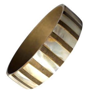 Bracelet-jonc vintage en laiton, incrustation de nacre, bijoux bohèmes