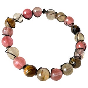 Faceted Agate Bead Copper Wire Bracelet: Handmade Boho Bangle