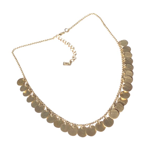 Vintage FCUK Gold Brushed Metal Disc Chain Neckla… - image 4