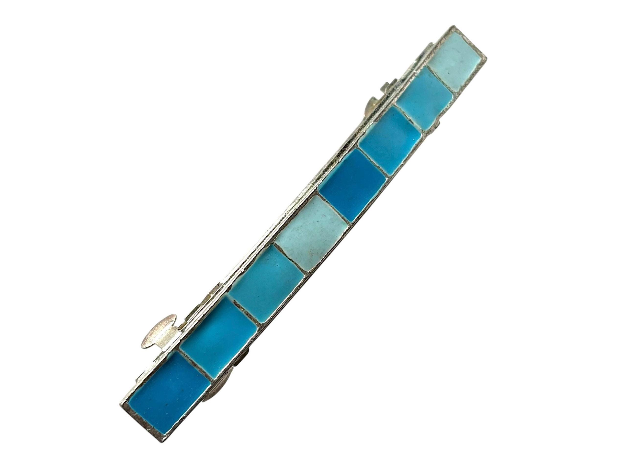 Vintage Southwestern Hair Barrette Clip Enamel Copper Blue Red White Geometric SALE 50% OFF - Pattern Hair Clip Native American Style  main image 3