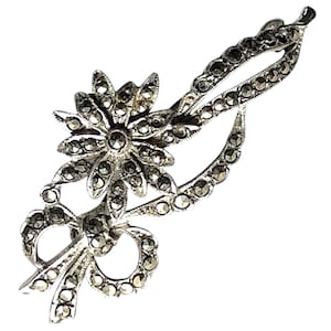 Sterling Silver Marcasite Flower Brooch