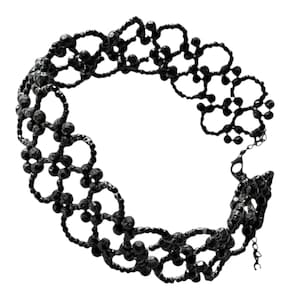 Gothic choker necklace, black beaded choker, victorian style necklace, dark fashion jewellery, gothic gift, lace choker, statement necklace