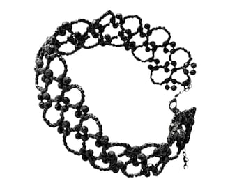 Gothic choker necklace, black beaded choker, victorian style necklace, dark fashion jewellery, gothic gift, lace choker, statement necklace