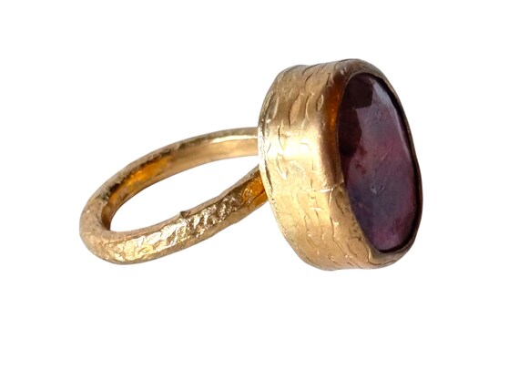 Vintage Ruby Zoisite Gold Plated Adjustable Oval … - image 7