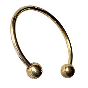 Vintage MONDIAL B.R. Mässingsarmband med vridmoment, minimalistisk öppen armring, tillverkad i Italien