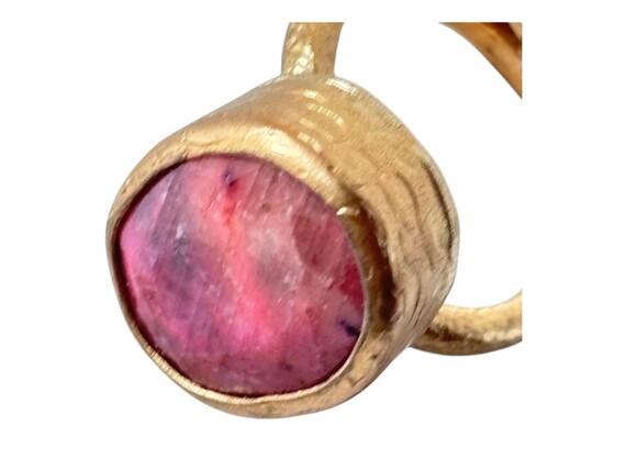 Vintage Ruby Zoisite Gold Plated Adjustable Oval … - image 3