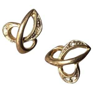 Orecchini vintage a nodo in cristallo austriaco, borchie placcate in oro di Fiesta, gioielli anni '80 su carta originale, orecchini retrò in cristallo, regalo per lei