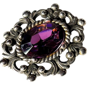 Purple Stone Brooch Antique - Etsy display picture 1