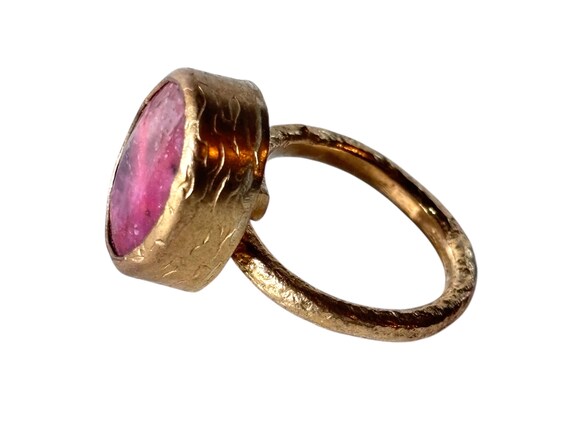 Vintage Ruby Zoisite Gold Plated Adjustable Oval … - image 2