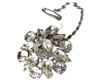 Vintage Floral Brooch: Silver Tone Mid Century Cluster Jewelry