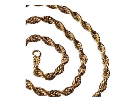 Vintage Gold Plated Rope Chain Necklace Signed JG 1980s Layering