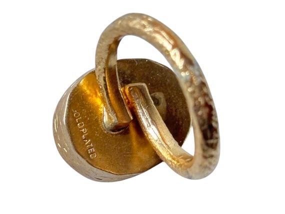 Vintage Ruby Zoisite Gold Plated Adjustable Oval … - image 4