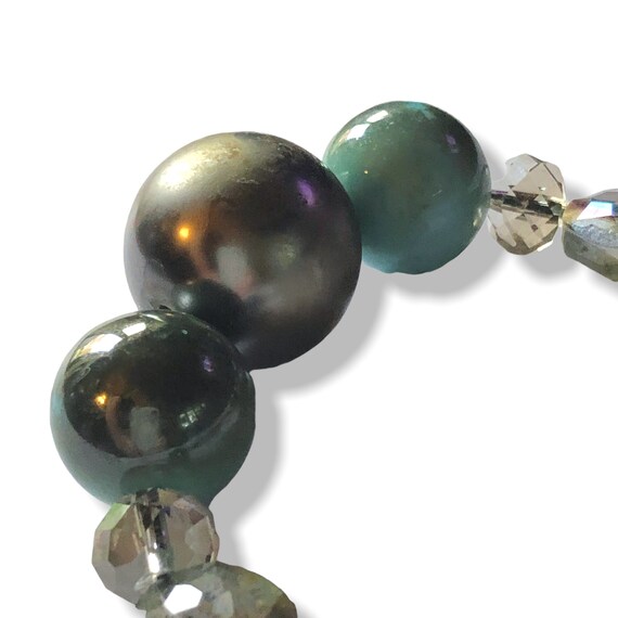 Metallic Blue Oversized Bead Necklace, Blues & Br… - image 10