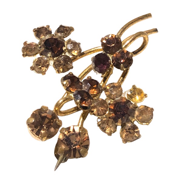 Autumn Golds Floral Spray Gilt Mid Century Brooch