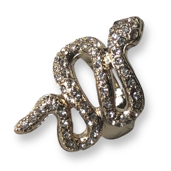 Rhinestone Snake Ring, Gold Style Snake Ring Encr… - image 1