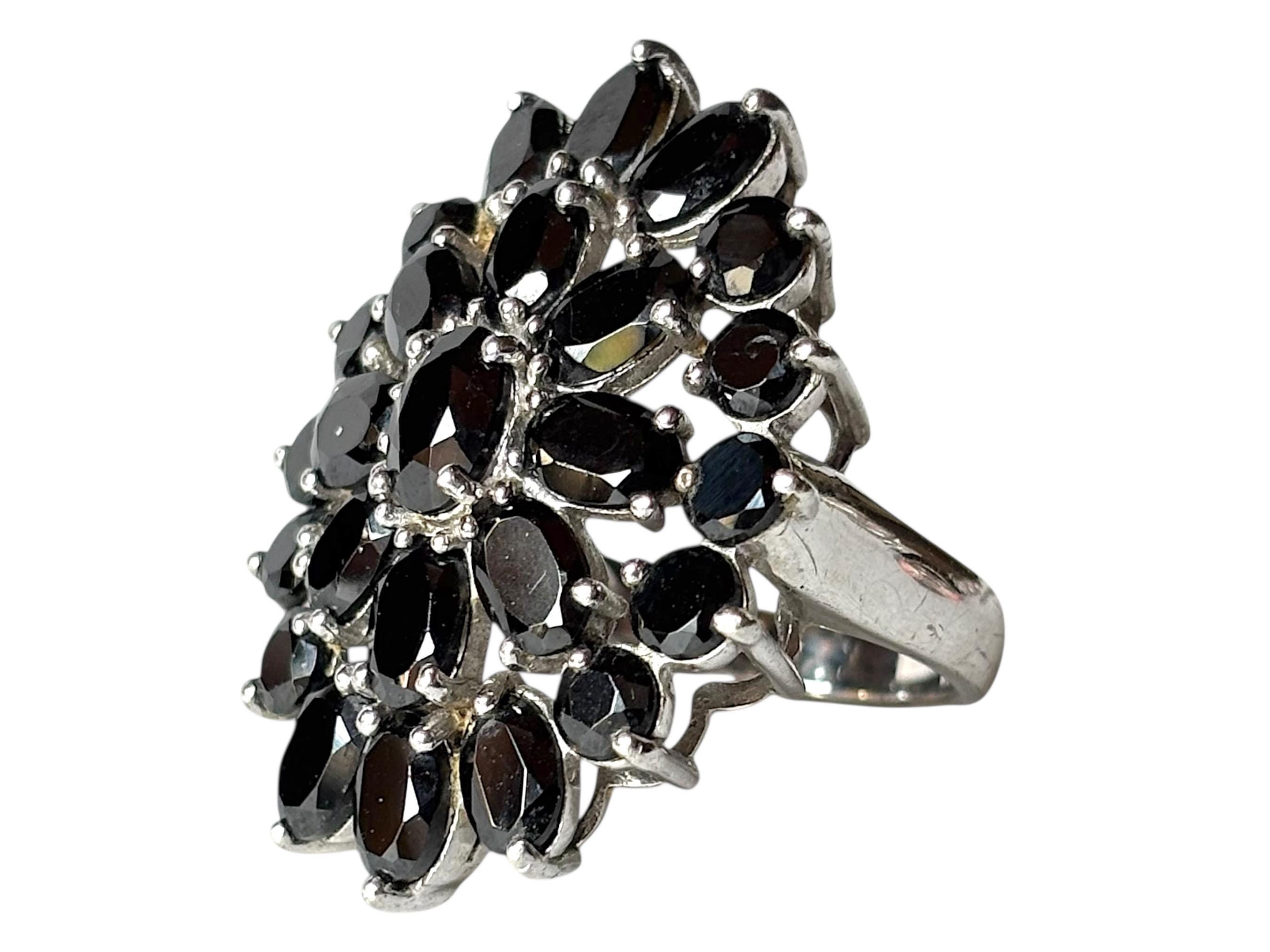 オニキス クラスター リング：925 スターリングシルバー ゴシック